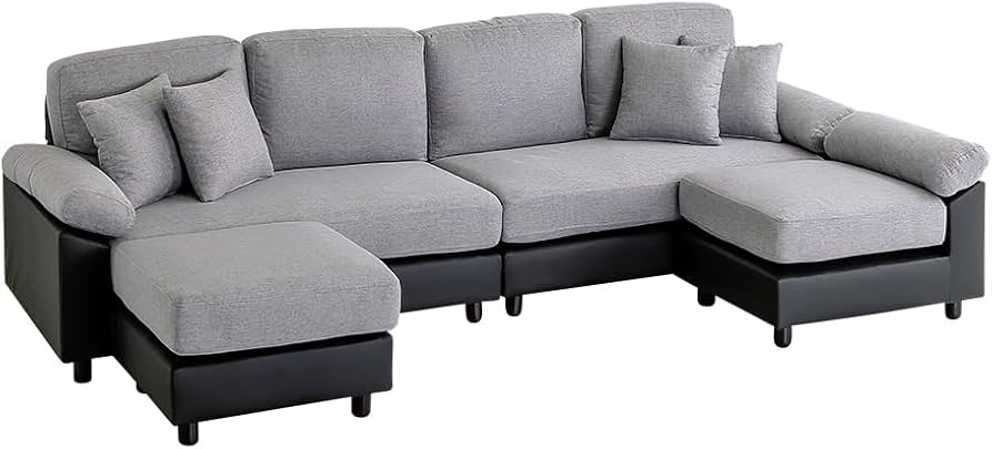 Amazon｜ホームテイスト 6人掛けコーナーソファ グレーブラック