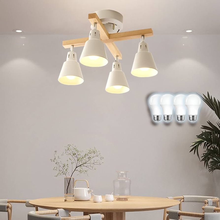 Amazon.co.jp : シーリングライト 4灯 ホワイト 60W形LED電球付き