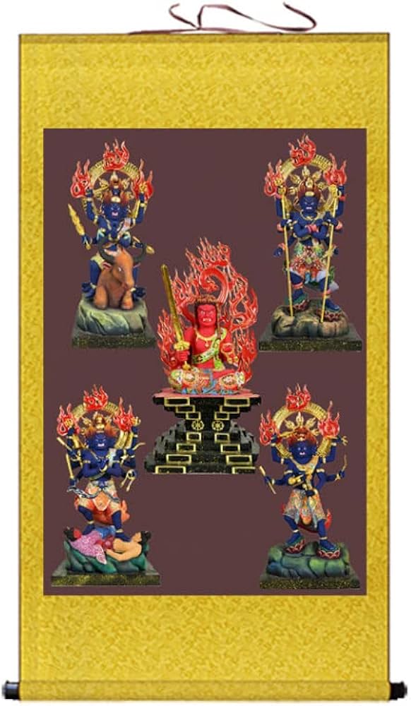 Amazon｜掛軸 掛け軸【五大明王】仏画（不動明王・降三世明王・軍荼