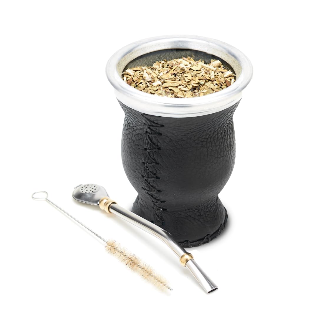 Amazon | レザー&ガラス製マテセット ストロー(ボンビージャ)付き