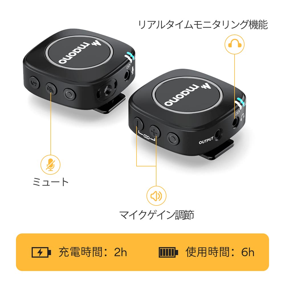 Amazon | MAONO ワイヤレスマイク 無線マイク 2.4GHz ワイヤレス
