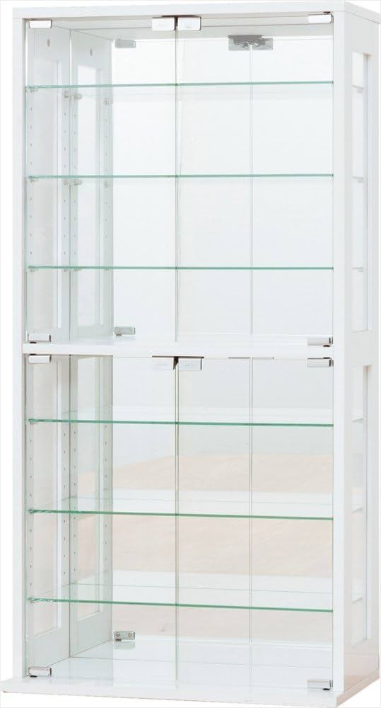 美品】ガラス コレクションケース 白 背面ミラー 扉付き W36cm 楽天