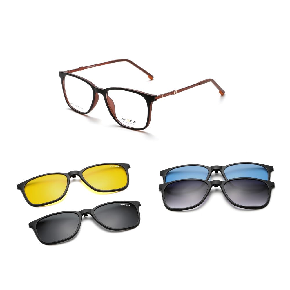Buy grey jack 4PCS TR90 Frame Clip On Glasses for Myopic Men Women