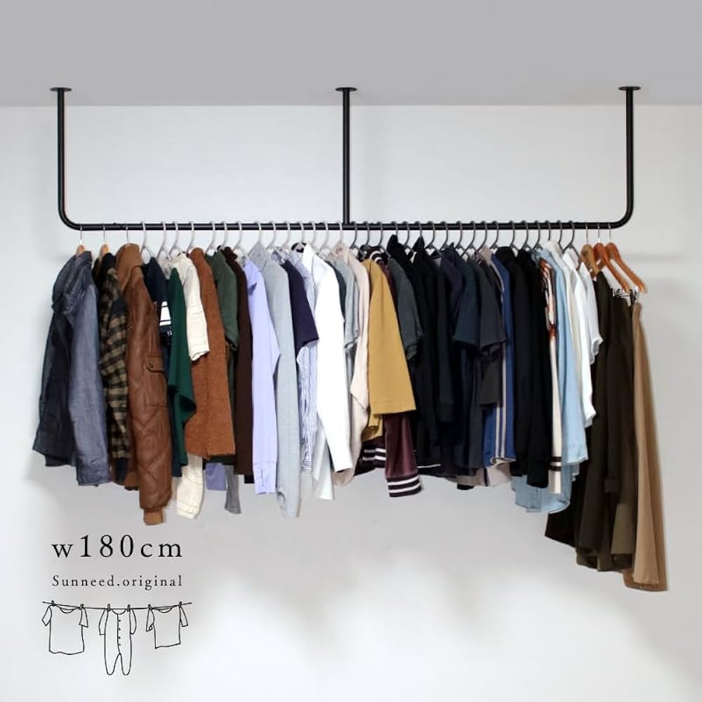Amazon｜サンニード ワイドハンガーバー BK 黒 ブラック アイアン