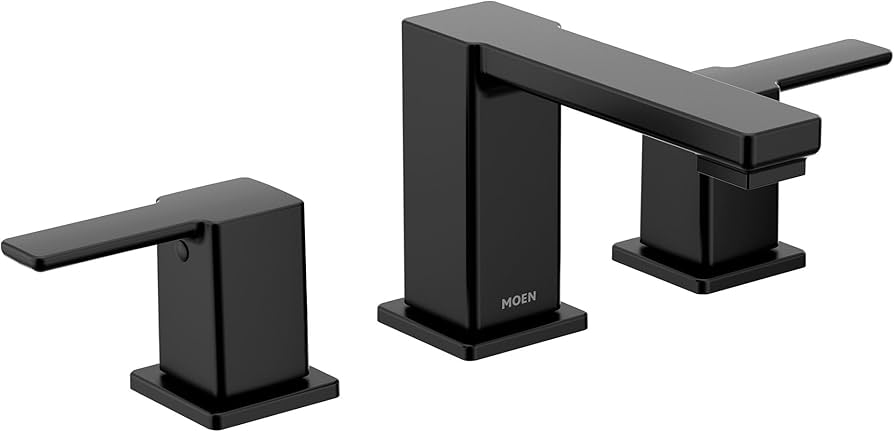 Moen 90 Degree Matte Black Two-Handle Widespread Modern Bathroom