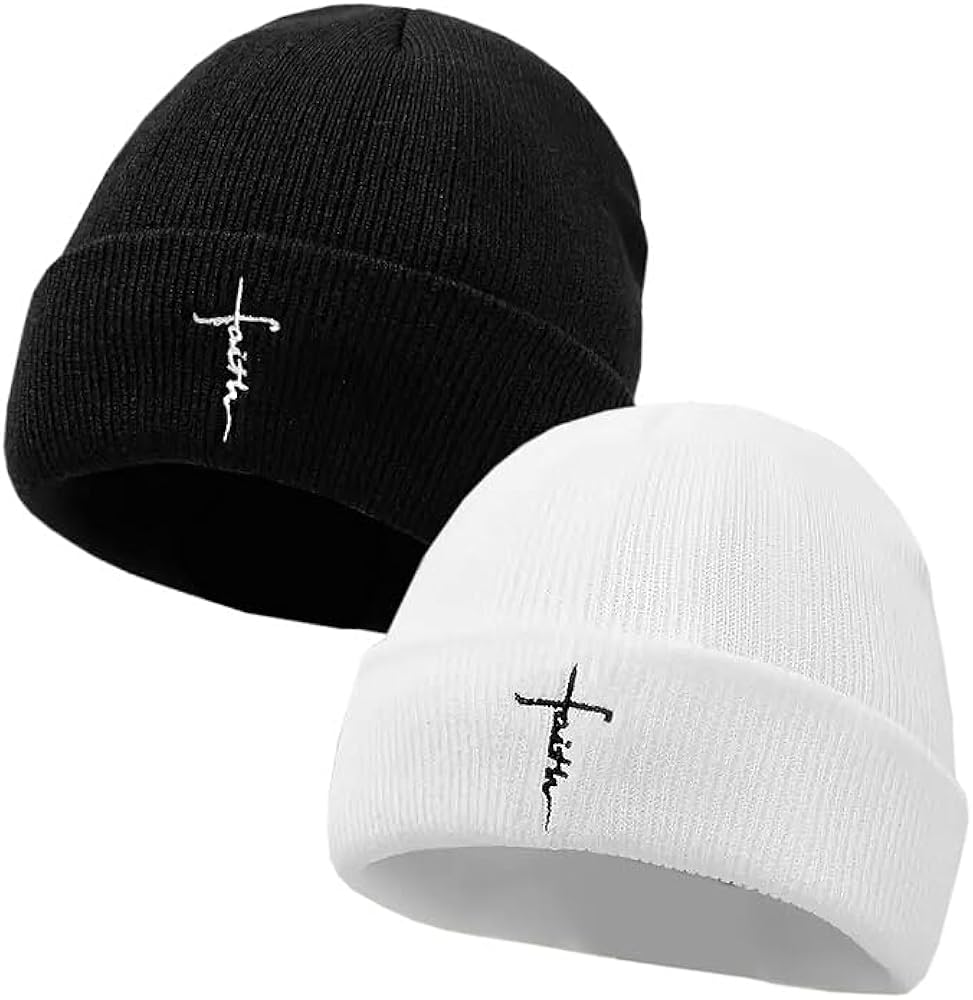 Amazon | 【wcp-004：白】 刺繍入り シンプル ニットキャップ ワッチ