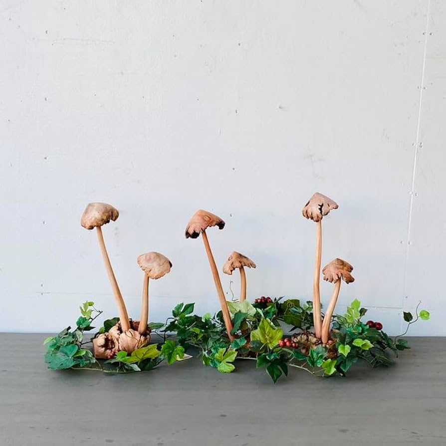 Amazon.co.jp: Mushきのこ キノコ オブジェ 置物 木のオブジェ