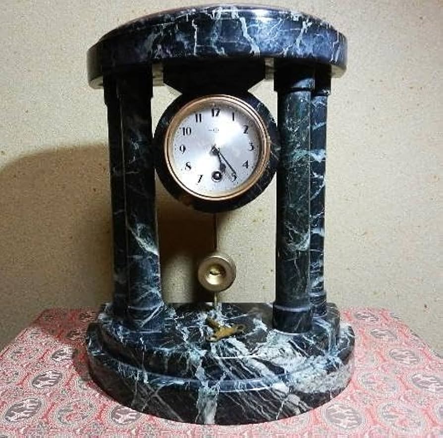 アンティークねじ巻き振り子式大理石置時計（精工舎、H32cm