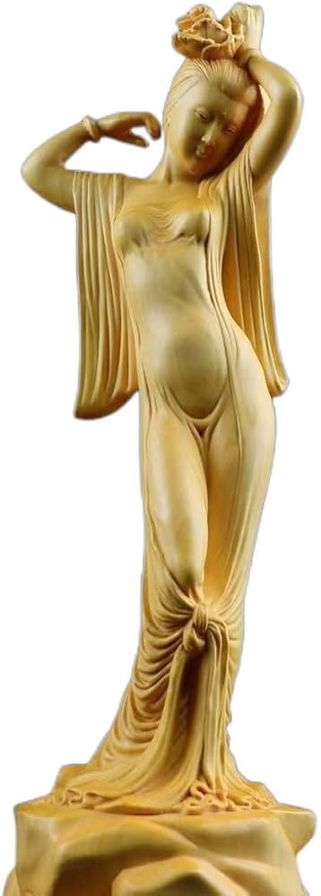 Amazon.co.jp: 美少女像 木彫り裸婦像 木製彫刻 ツゲ 女神 ヌード