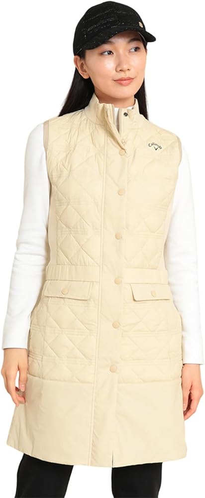 Amazon | [キャロウェイ] レディース 中綿 ロングベスト (撥水性