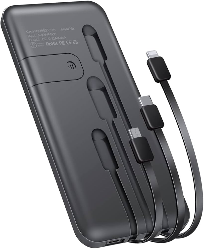 Amazon | モバイルバッテリー 10000mAh 新版 大容量 3ケーブル内蔵