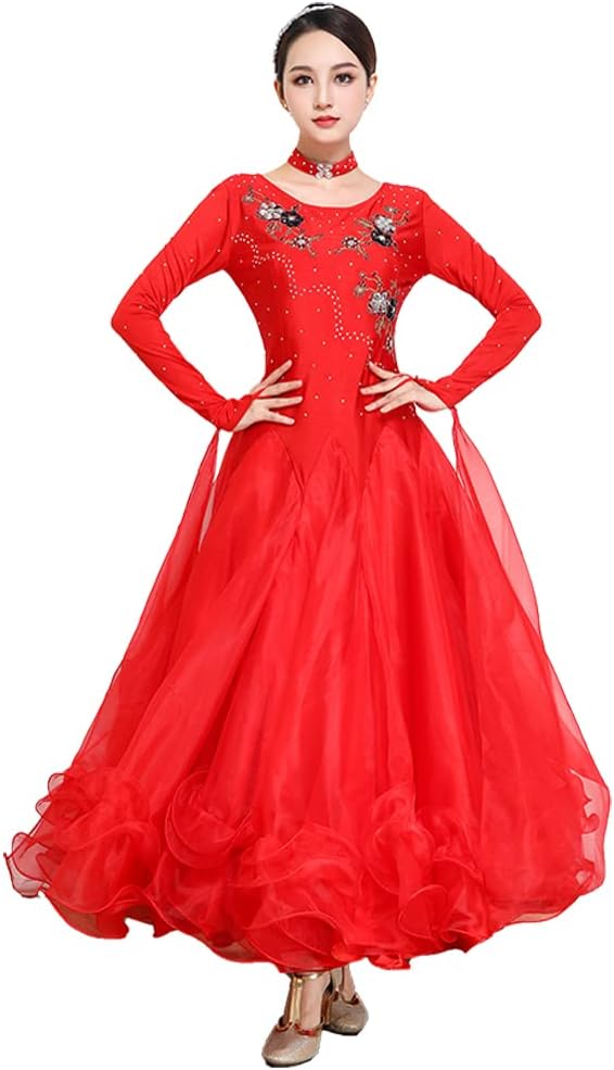 Amazon.co.jp: [RIKOUZY] 社交ダンスドレス ひらひらフロート 社交