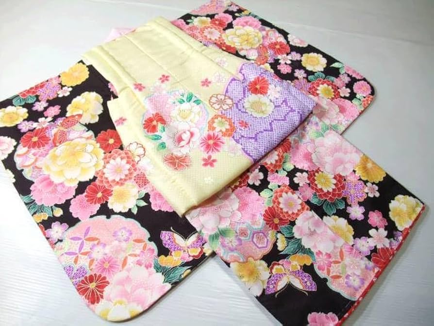 七五三 着物 mi345 3歳 被布・着物6点セット 友禅花模様 新品 送料込み