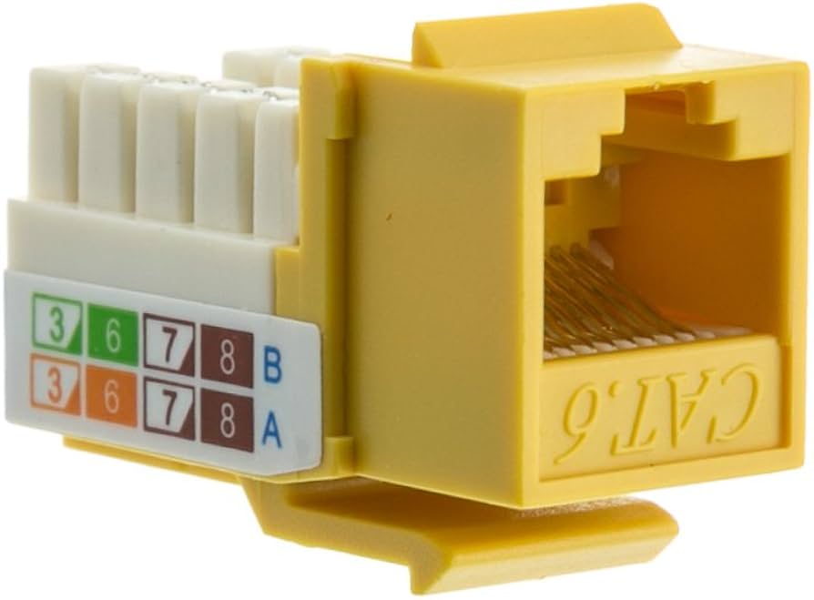 Amazon.com: CableWholesale Cat6 Keystone Jack, Yellow, RJ45 Female