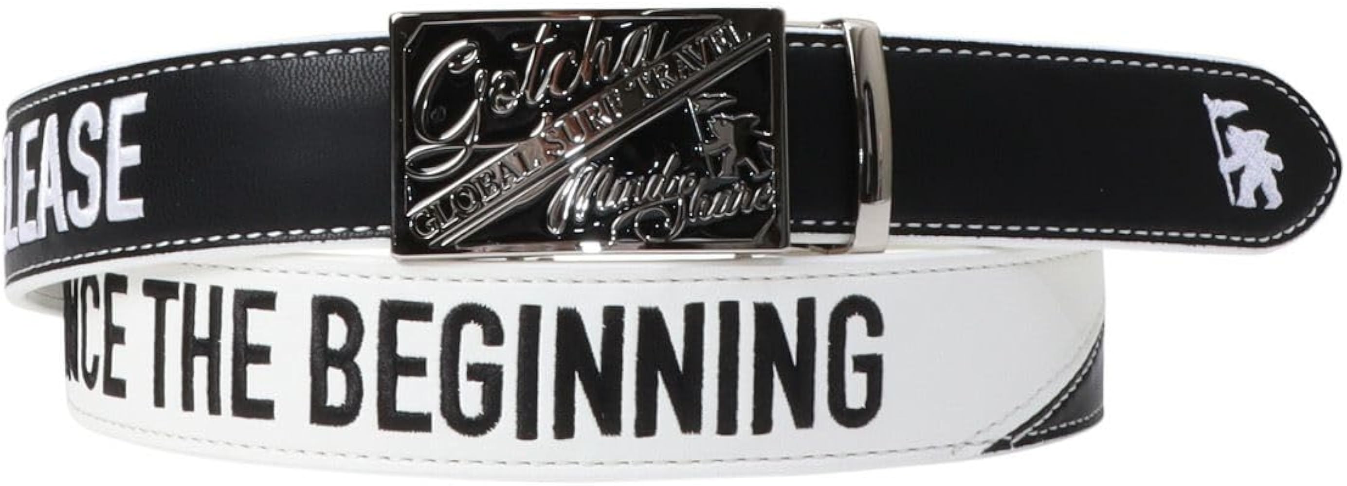 Amazon.co.jp: [ガッチャ] ゴルフ 切替 カラー 刺繍 ホールレス ベルト