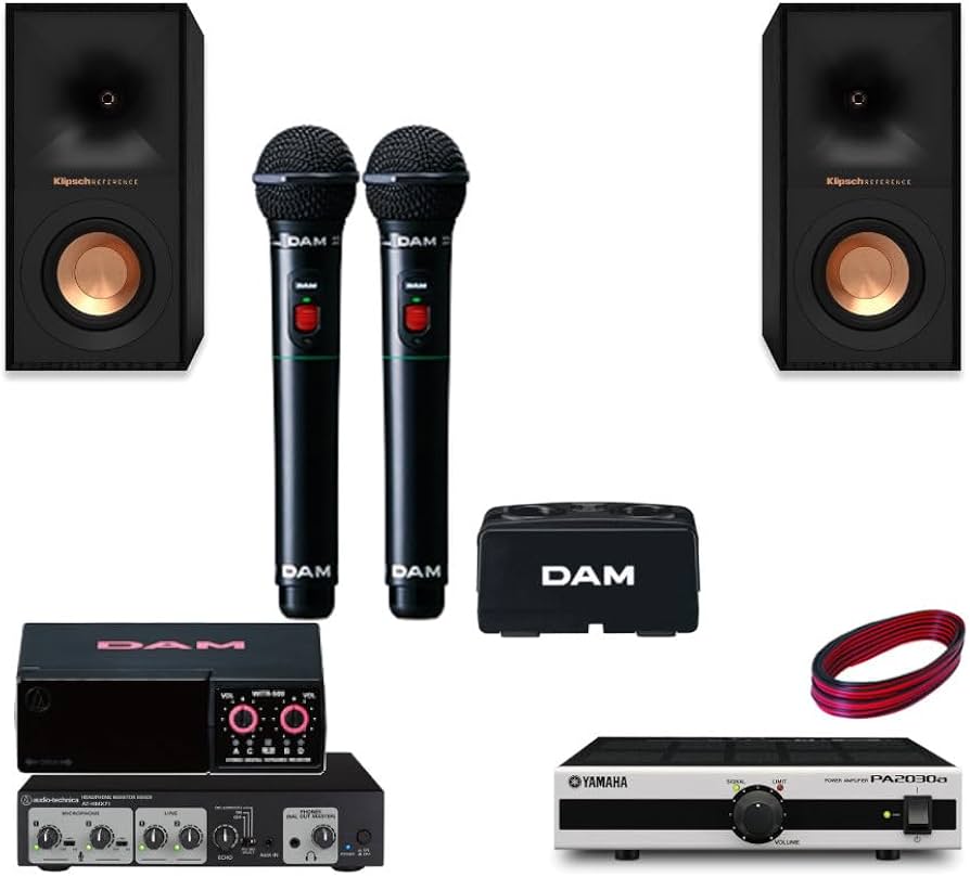 Amazon.co.jp: DAM マイク2本 カラオケセット オーディオスピーカー +