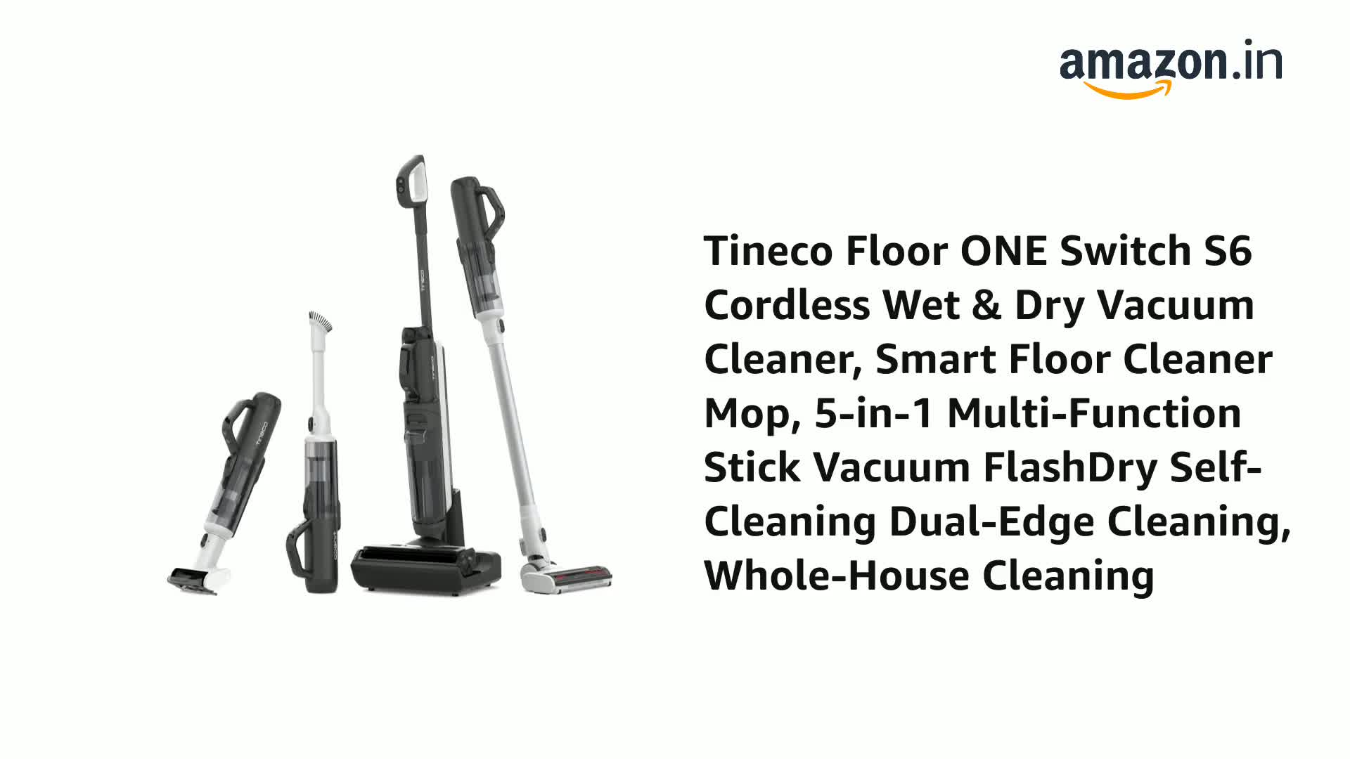 Tineco Floor ONE Switch S6 Cordless Wet & Dry Vacuum Cleaner, 5-in