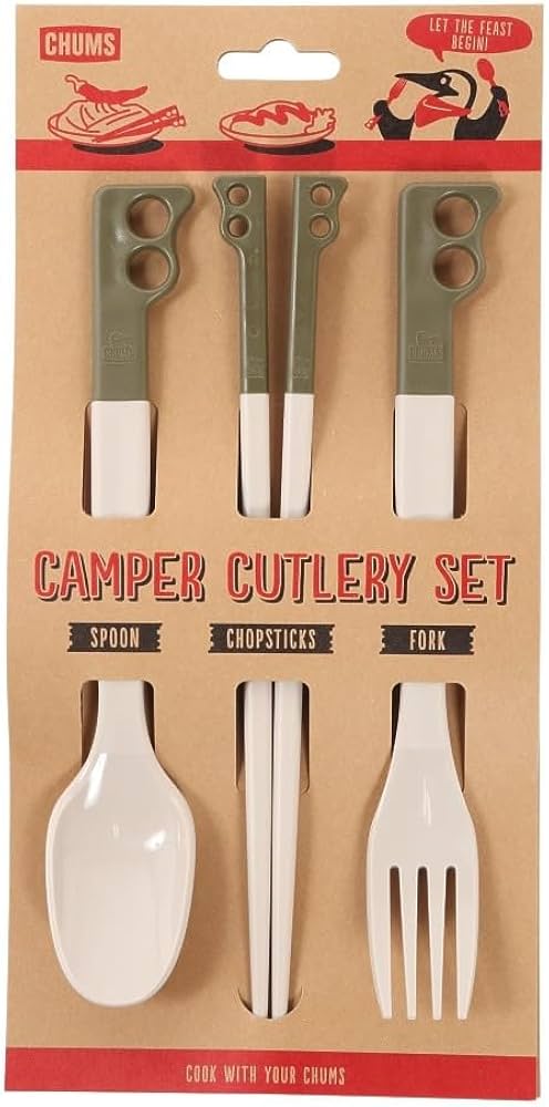 Amazon | チャムス (CHUMS) キャンパーカトラリー3点セット カーキ