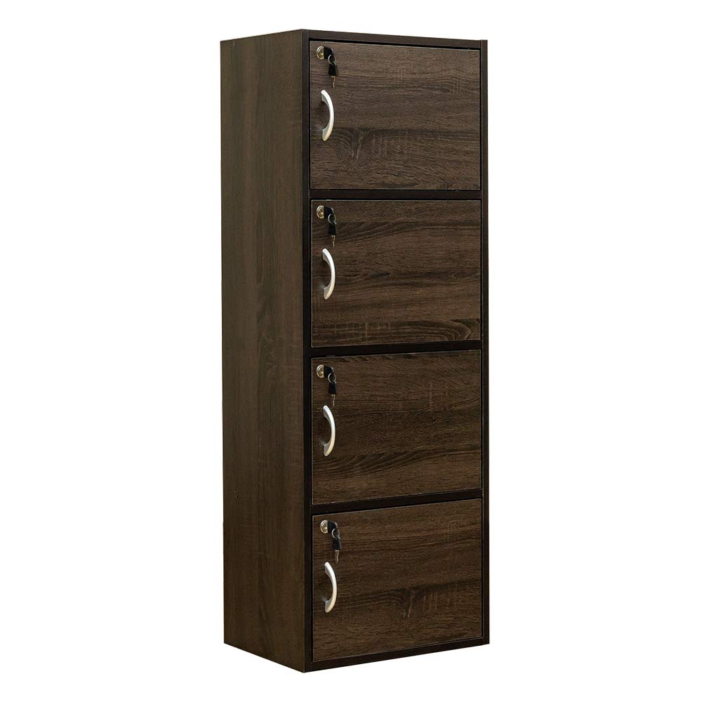 Amazon｜鍵付きラック 4段 カラーボックス 本棚 ロッカー