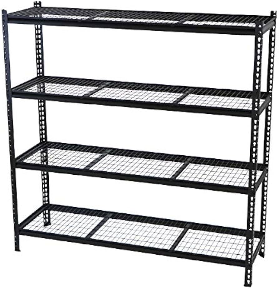Amazon｜4段 スチールラック 大型 ワイヤーシェルフ ブラック