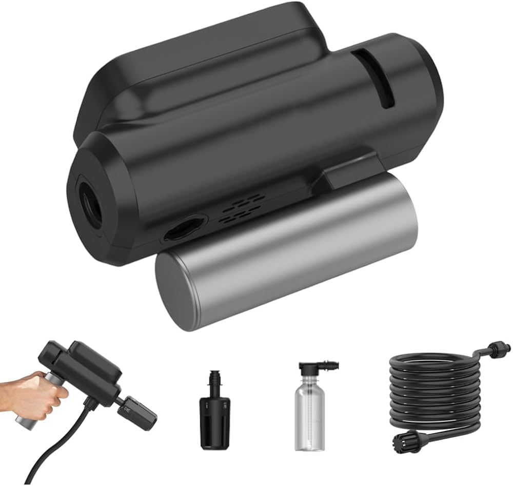 Amazon | 折り畳み式 高圧洗浄機 コードレス 充電式 5つの噴射モード