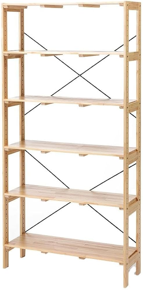 Amazon｜カインズ(CAINZ) 木製ラック 6段 ナチュラル 幅88cm 奥行30cm