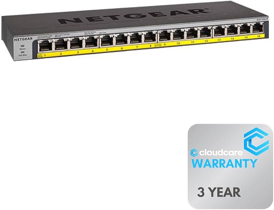 Amazon.co.jp: NETGEAR GS116PP 16ポート ギガビットイーサネット アン