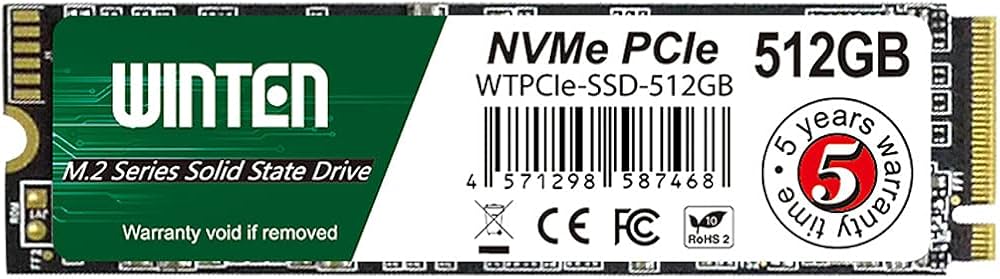 Amazon | WINTEN SSD 512GB M.2 2280 NVMe PCIe Gen3x4 最大読取3100MB