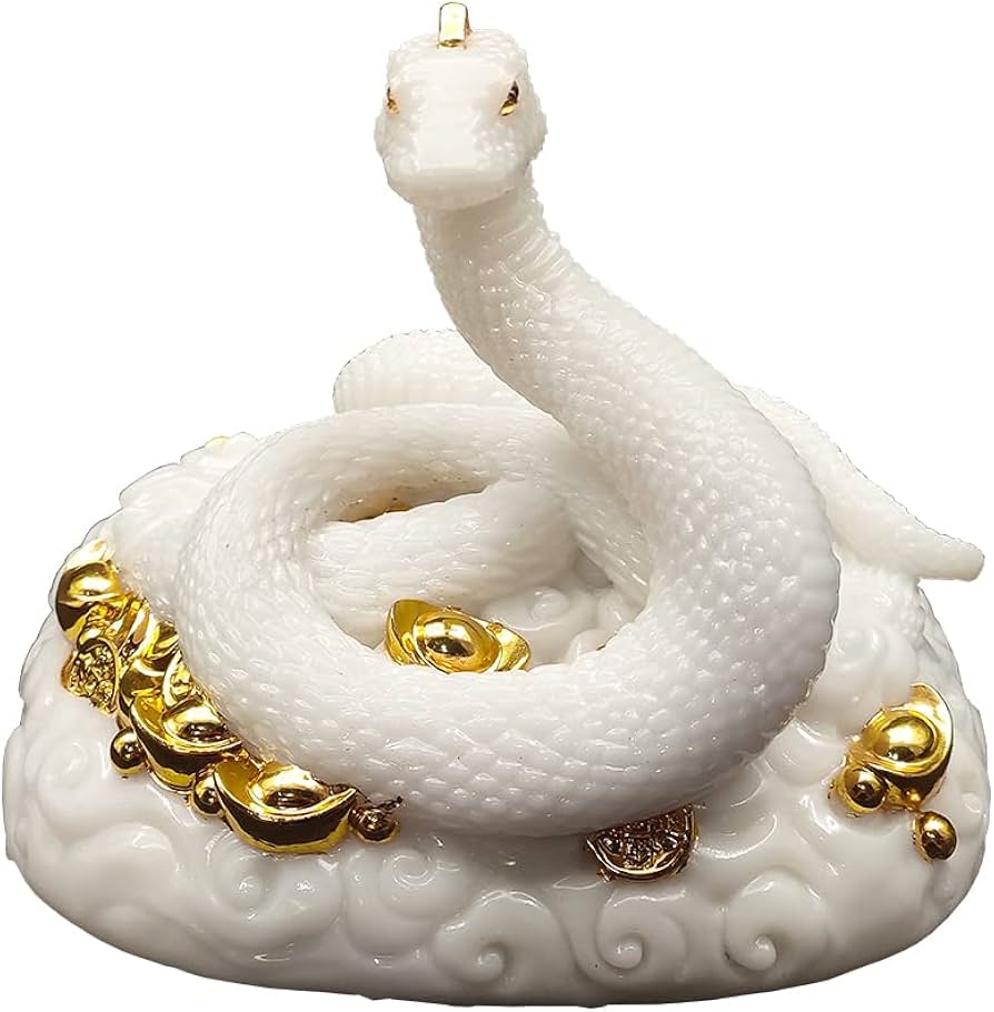 Amazon.co.jp: 白へび 蛇 ヘビ 巳年 白蛇 置物 干支 十二支 開運 金運