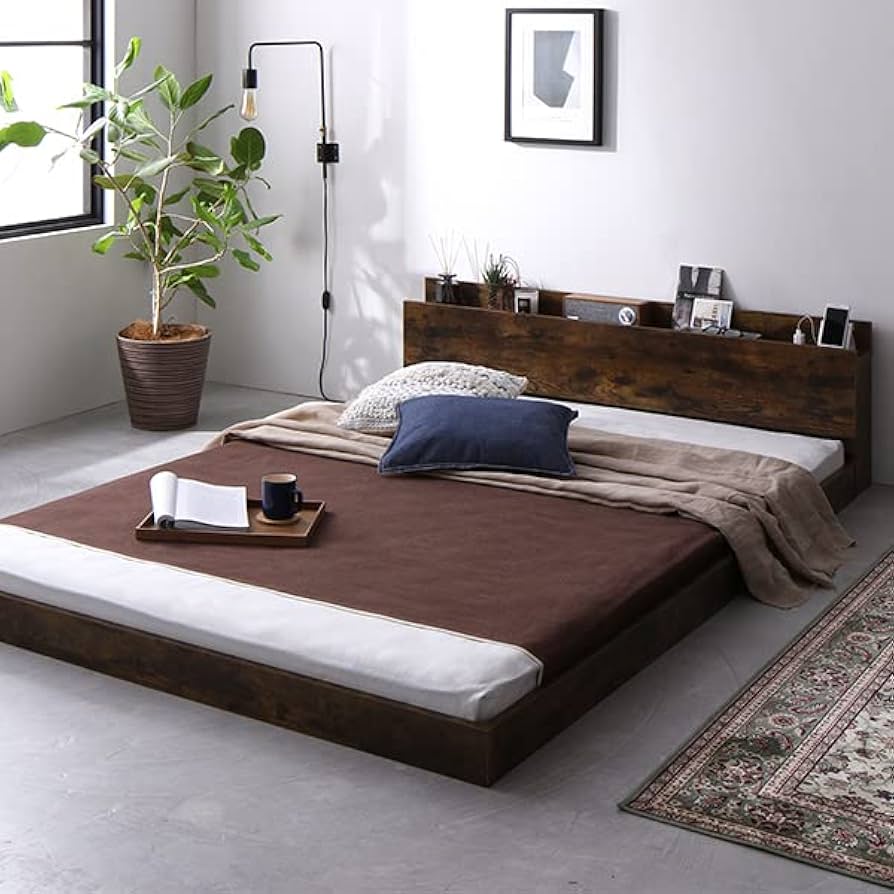 Amazon｜RASIK ベッド ダブル フレームのみ ヴィンテージブラウン