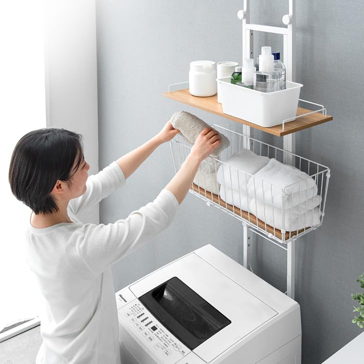 Amazon｜タンスのゲン ランドリーラック 収納棚 幅60cm 突っ張り式 9段