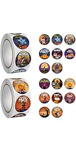 Amazon | DARENYI 1000pcsハロウィンシールラベル 大量 直径25mm 16