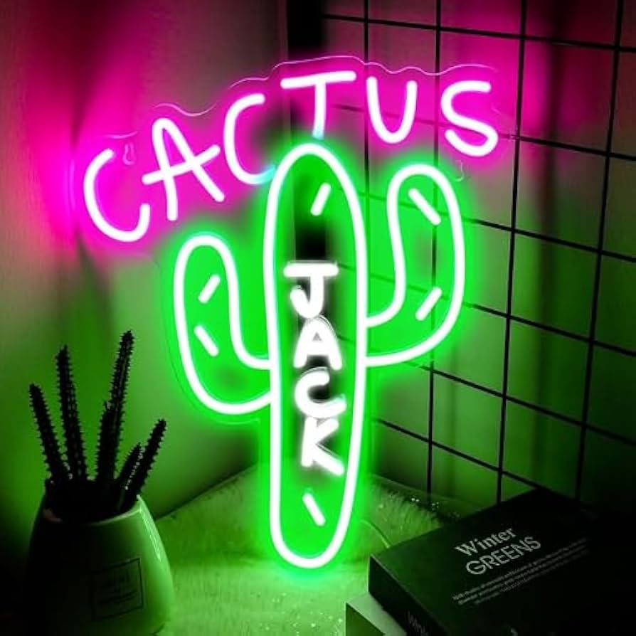 Cactus Jack Neon Signs for Wall Decor Dimmable Pink Green Cactus