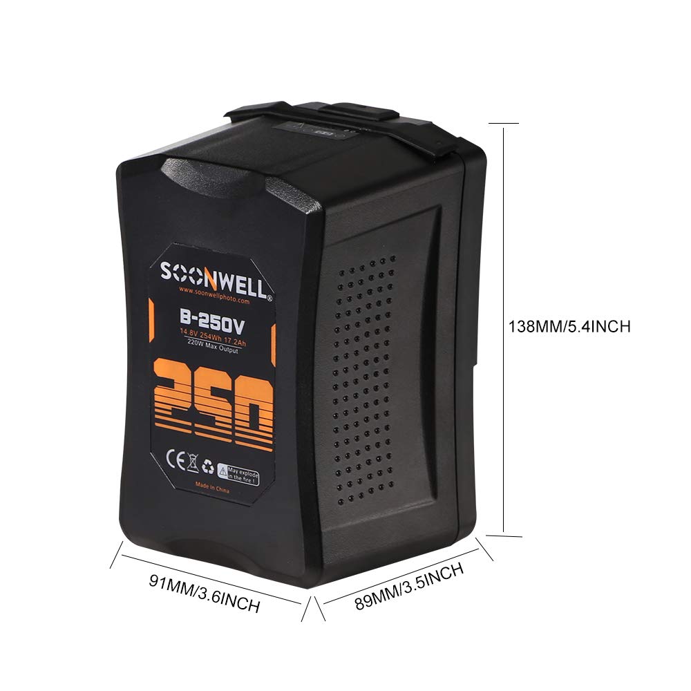 Amazon | SOONWELL 250Wh(17.2Ah/14.8V) Vマウントバッテリー 2本＋ V