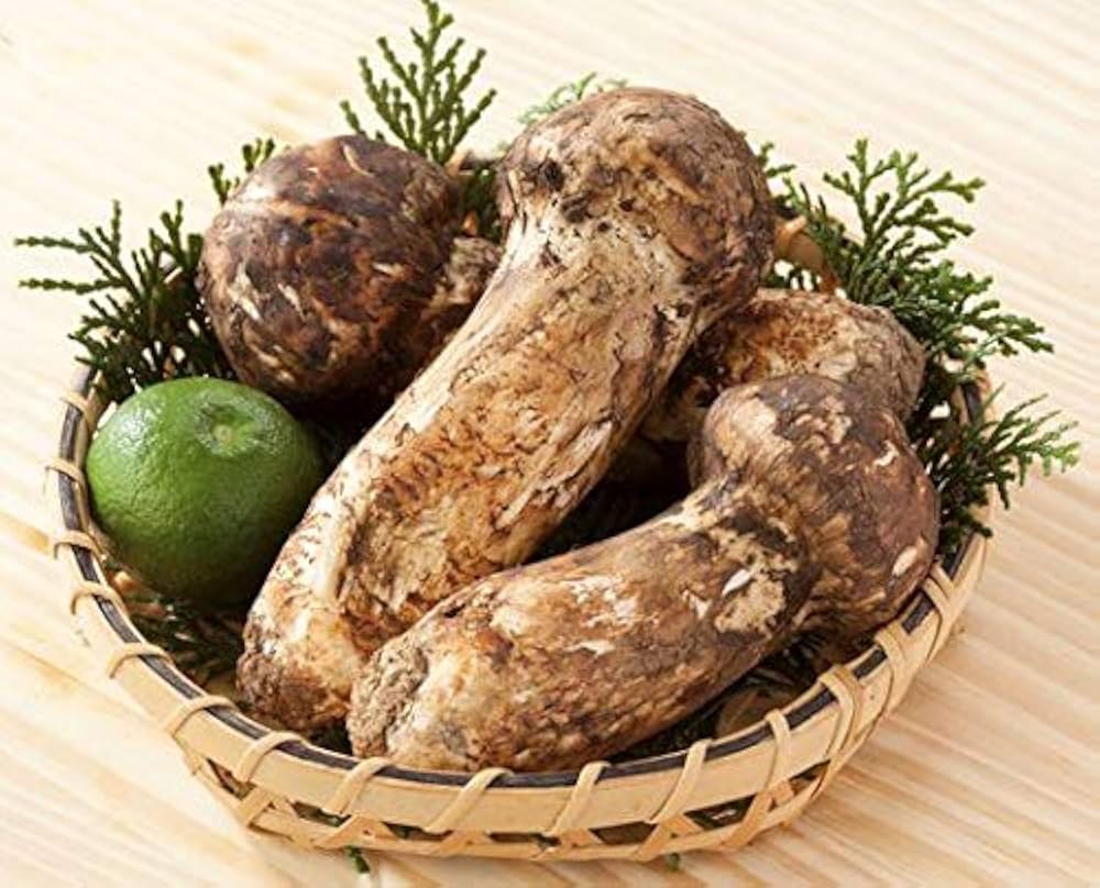 岩手県 北三陸産メルカリ最高級の 松茸を計ったデジタルスケールと木製