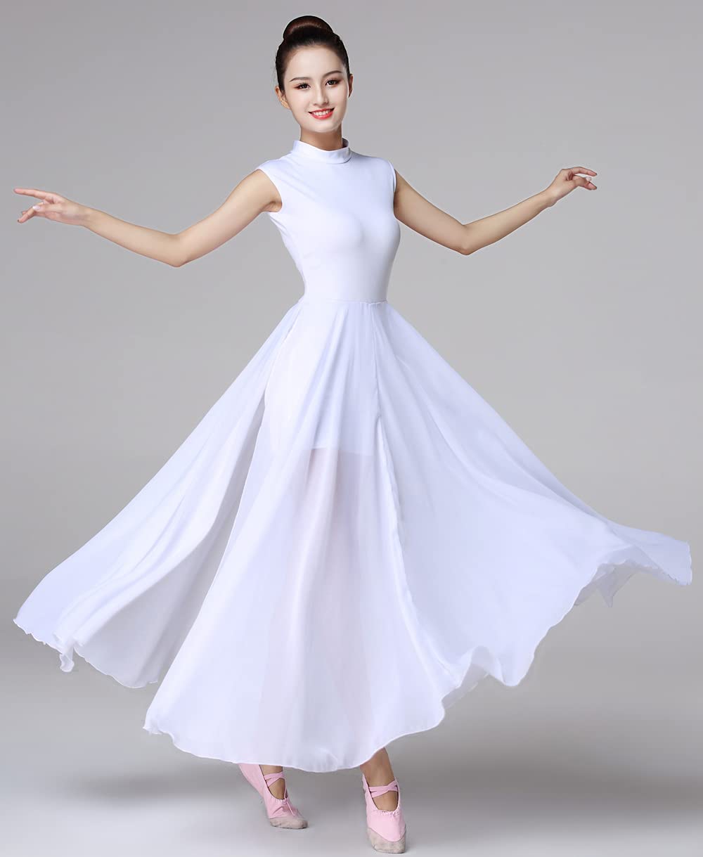 Amazon.co.jp: 大人 バレエ ダンス ワンピース フレア モダンダンス