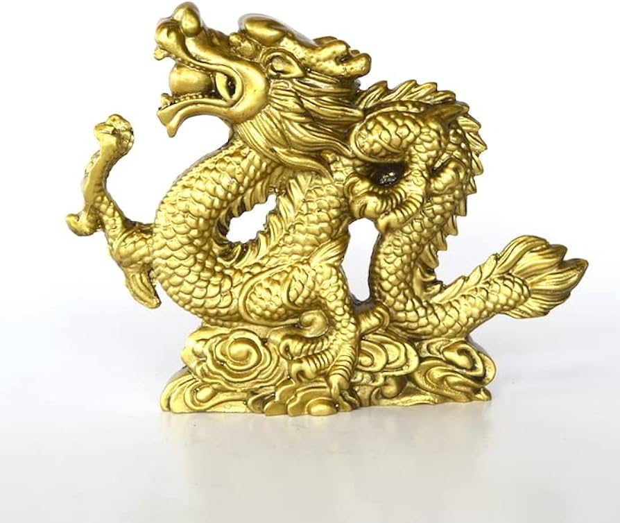 Amazon.co.jp: 金龍 龍 ゴールド 金 ドラゴン 龍神様 置物 財運 金運