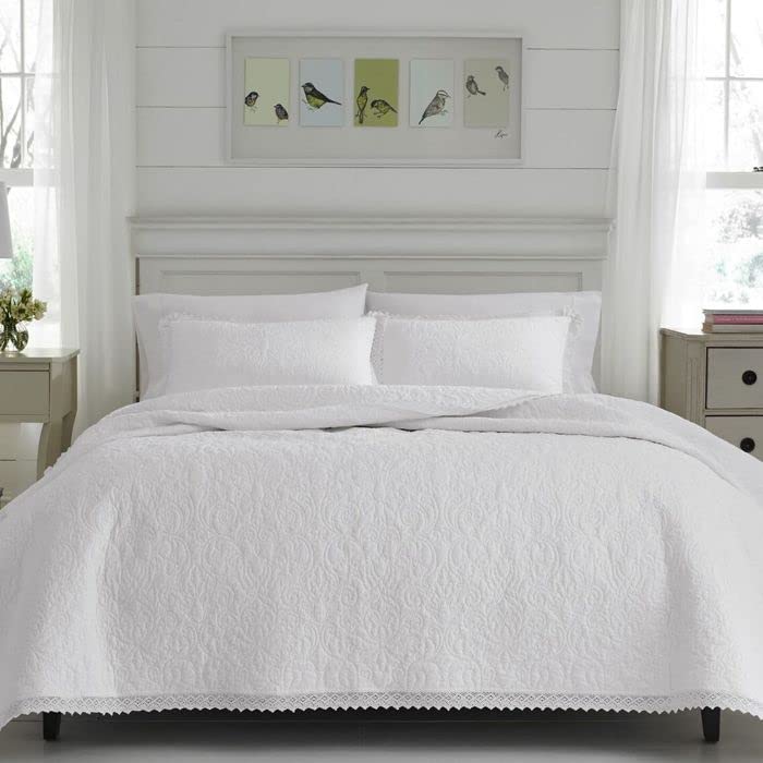 Amazon｜ローラアシュレイ ベッドカバー キング ホワイトレースベッド