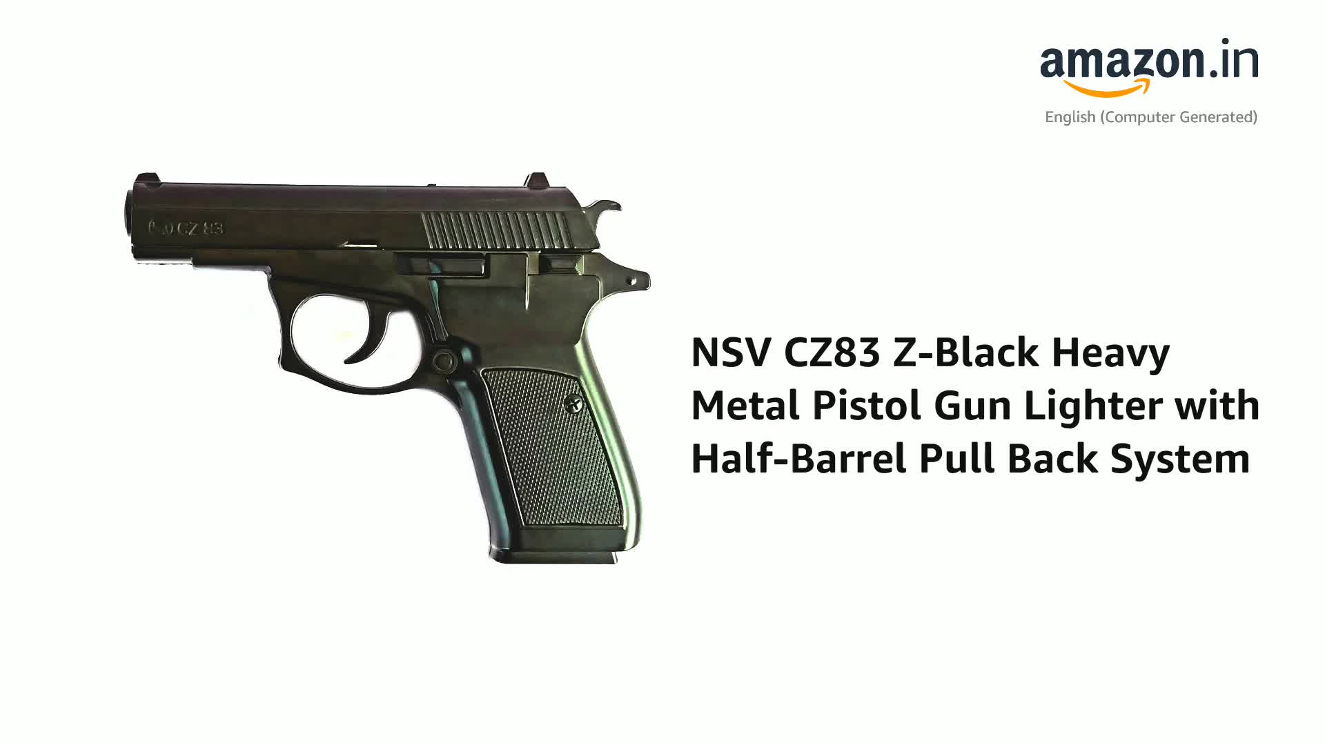 NSV CZ83 Z-Black Heavy Metal Pistol Gun Lighter with Half-Barrel
