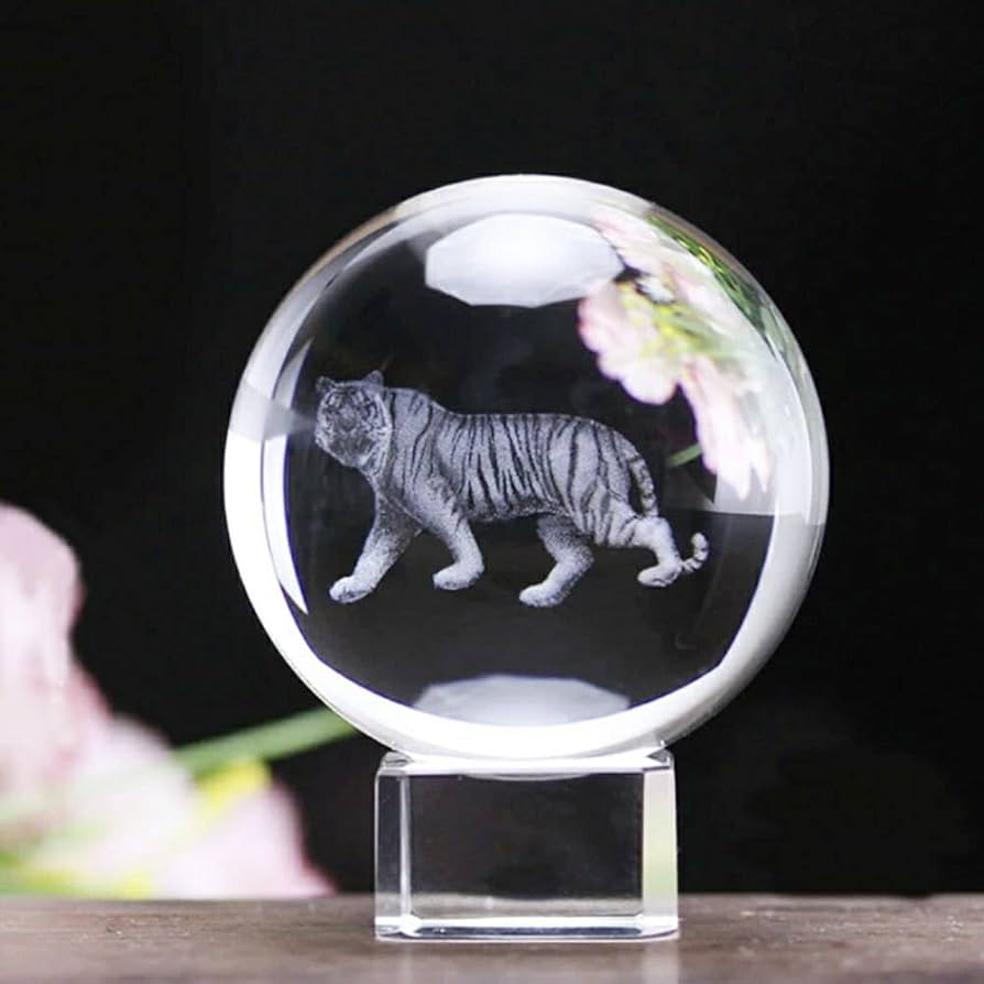Amazon.co.jp: [AiO JAPAN] 風水 置物 虎 寅 トラ 水晶球 クリスタル