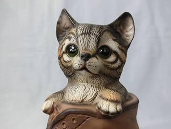 Amazon.co.jp: Demain ドマン 猫と靴 子猫 置物 陶器 HK osamu 高さ