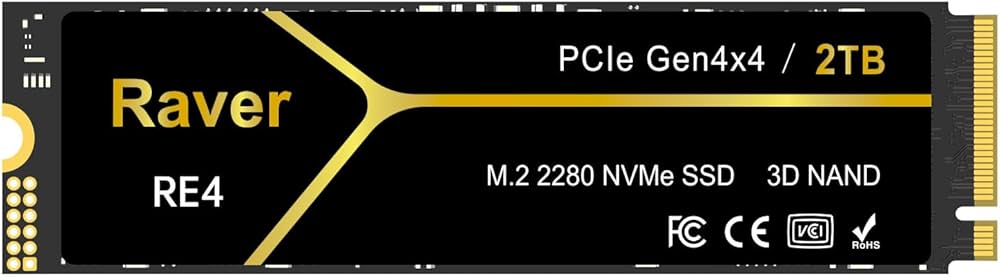 Amazon | Raver 内蔵 SSD 2TB PCIe Gen4x4 M.2 NVMe 2280 放熱シート付