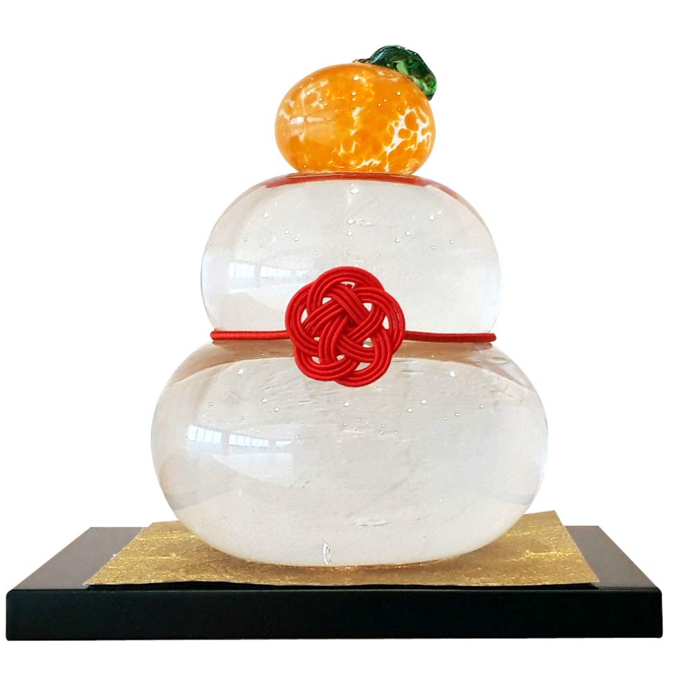 Amazon.co.jp: 【敷板・水引セット付き】ガラスの鏡餅（クリア）中