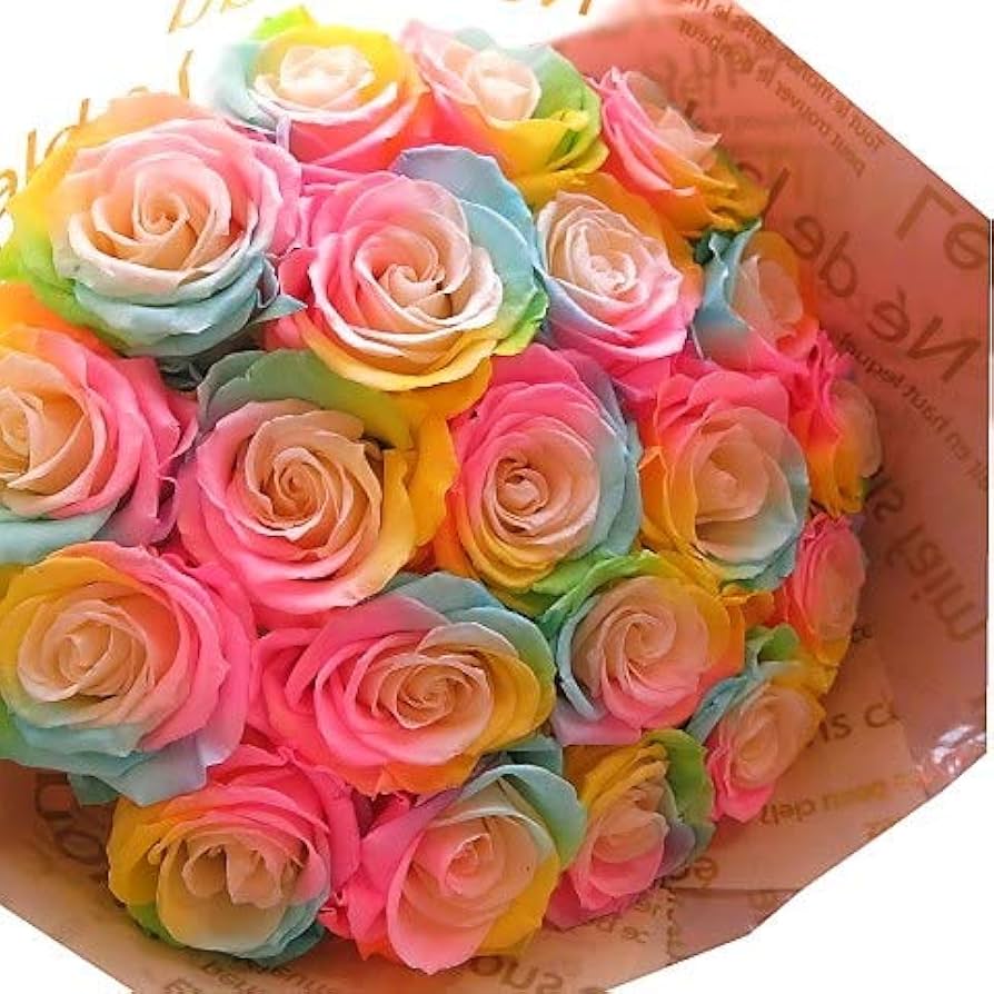 Amazon｜レインボーローズ 花束 プリザーブドフラワー バラ 30本 花束