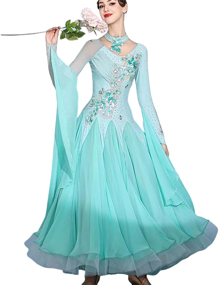 Amazon.co.jp: [RIKOUZY] 高級 社交ダンス ドレス ミントグリーン 豪華