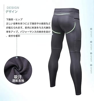 Amazon | [UISBOU] メンズ スポーツレギンス コンプレッションウェア