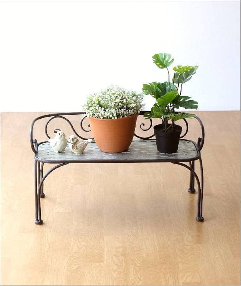 Amazon | 花台 アイアン フラワースタンド ベンチ風 スチール レトロ