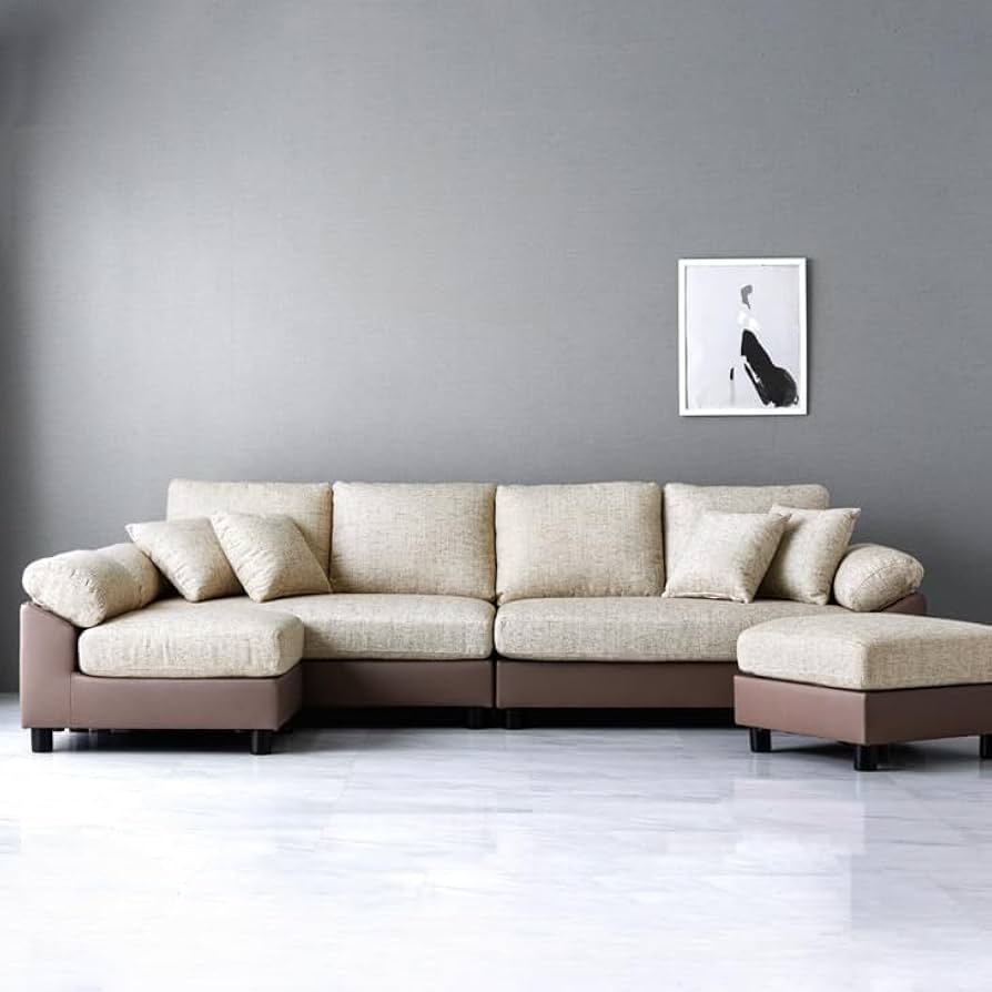 Amazon｜最大6人まで座れるサイズ カバーリング カウチソファ L字