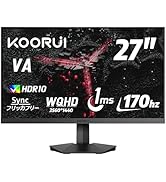Amazon.co.jp: KOORUI モニター 27インチ 75Hz 5ms 湾曲 VAパネル 非