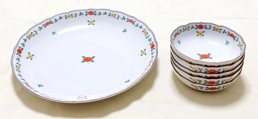 Amazon.co.jp: 和食器 たち吉橘吉 花数寄シリ－ズ 色絵花唐草 大皿1枚